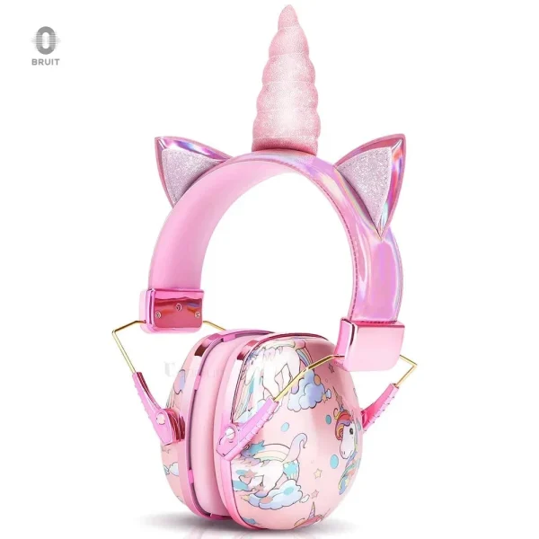 Casque anti-bruit licorne pour bébé, protection auditive douce