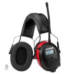 Casque anti-bruit de couleur rouge, idéal pour réduire le bruit ambiant