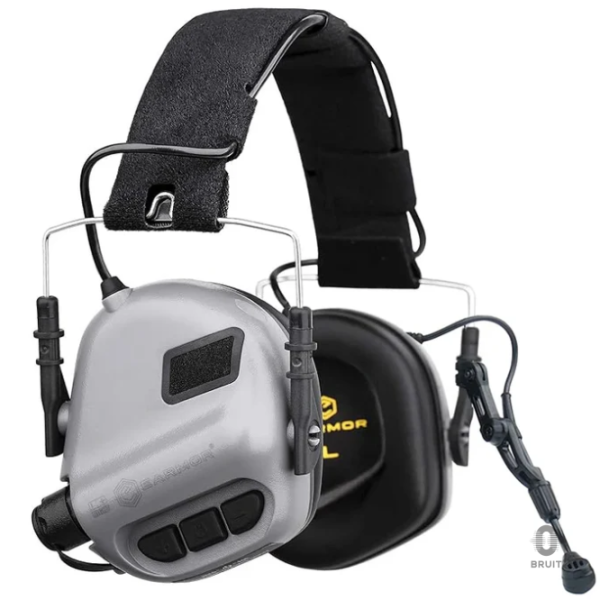 Casque anti-bruit tir gris pour une protection auditive optimale